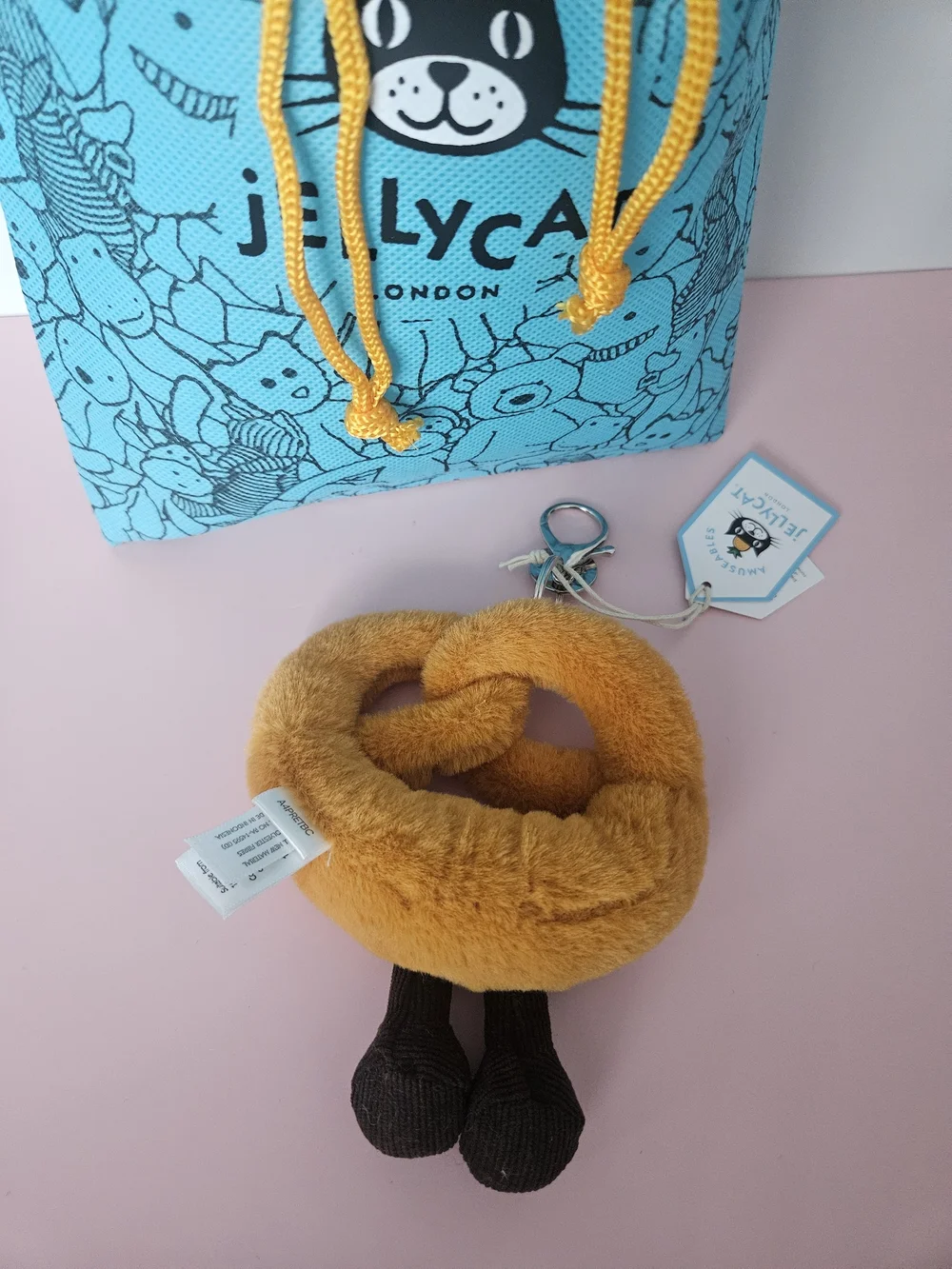 Jellycat Tan Pretzel Keyring - Kids Accessory